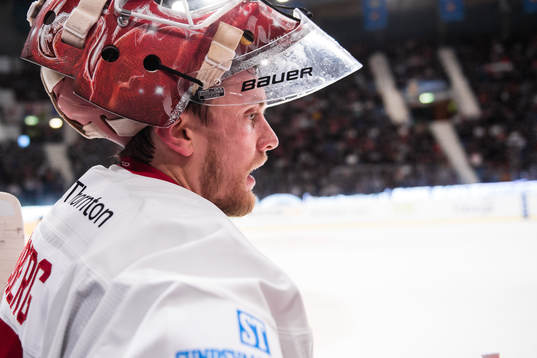 Timrås målvakt Niklas Svedberg deppar