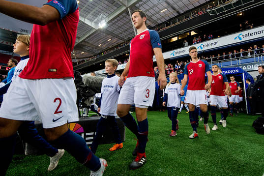 Even Hovland of Norway enters the pitch