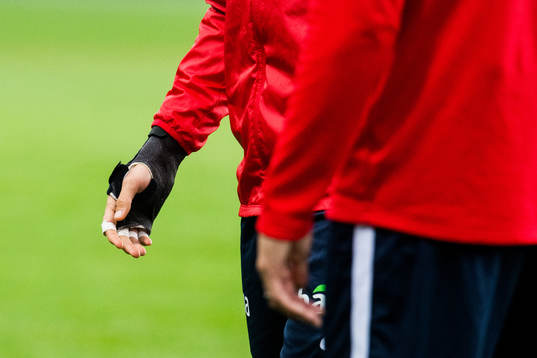 The injured hand of Martin Ødegaard of Norway
