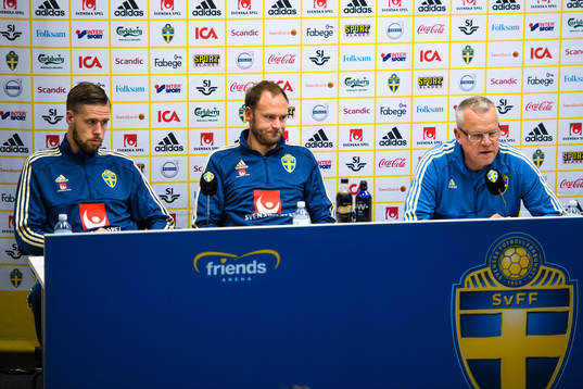 Pontus Jansson, Andreas Granqvist och Förbundskapten Janne