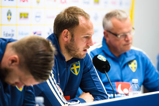Pontus Jansson, Andreas Granqvist och Förbundskapten Janne