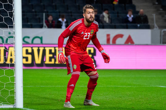 Goalkeeper Kristoffer Nordfeldt of Sweden