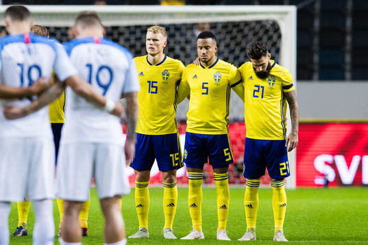Oscar Hiljemark, Martin Olsson and Jimmy Durmaz of Sweden