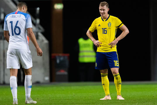 Emil Krafth of Sweden looks dejected