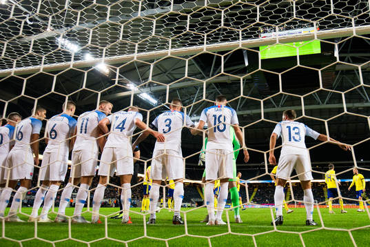 The players of Slovakia defends the goal
