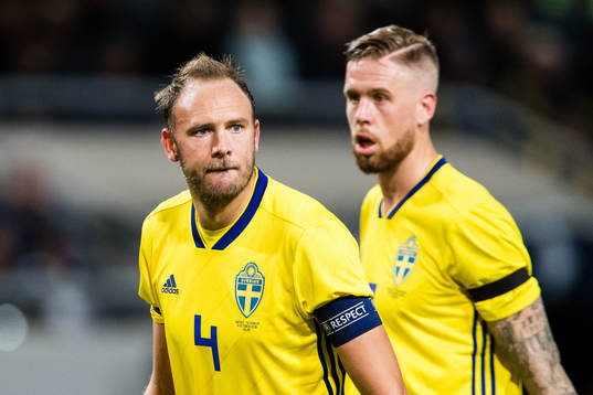 Andreas Granqvist and Pontus Jansson of Sweden