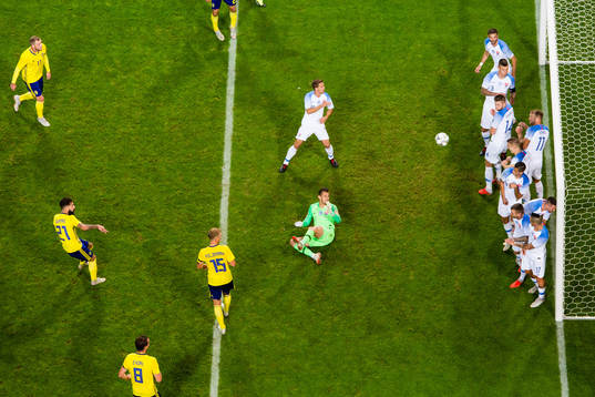 Jimmy Durmaz of Sweden with a free kick