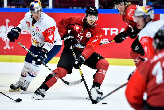 Jason Jaffray of RB Munich and Emil Molin of Malmö Redhawks