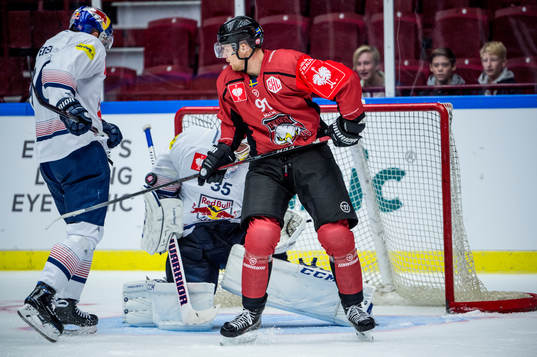 Max Görtz of Malmö Redhawks and Andreas Eder and