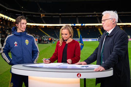 Kristoffer Olsson of Sweden is interviewed by TV4