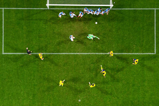 Jimmy Durmaz of Sweden shoots a free kick against
