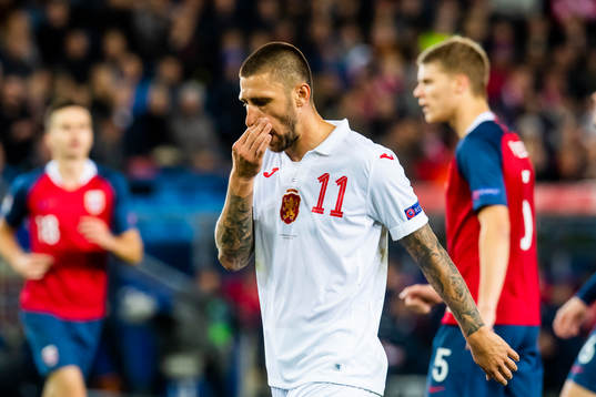 Ivan Bandalovski of Bulgaria looks dejected