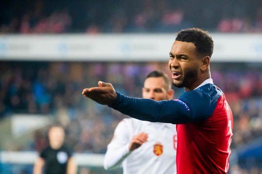 Joshua King of Norway reacts