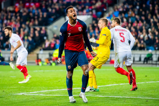 Joshua King of Norway looks dejected