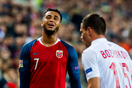 Joshua King of Norway looks dejected