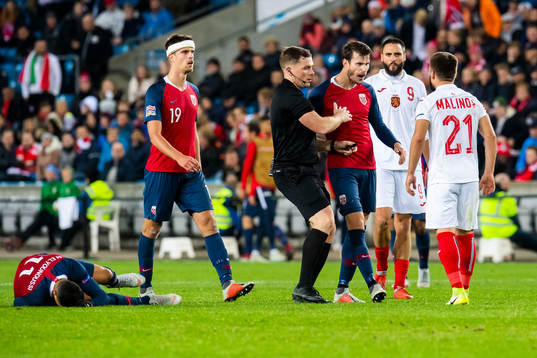 Håvard Nordtveit of Norway reacts