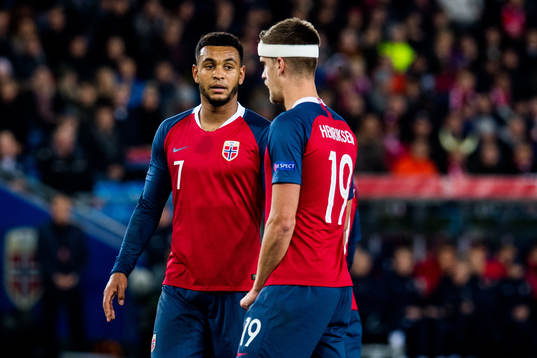 Joshua King and Markus Henriksen of Norway