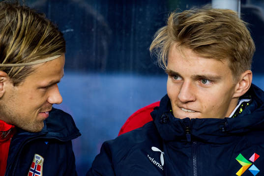 Iver Fossum and Martin Ødegaard of Norway