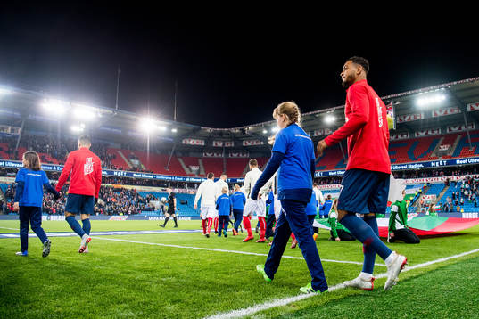 Joshua King of Norway enters the pitch