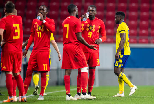 Isak Ssewankambo of Sweden  leaves the pitch