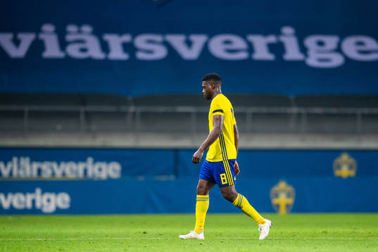 Isak Ssewankambo of Sweden  leaves the pitch
