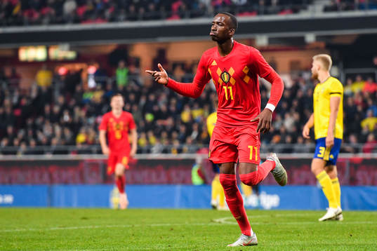 Dodi Lukabakio of Belgium celebrates