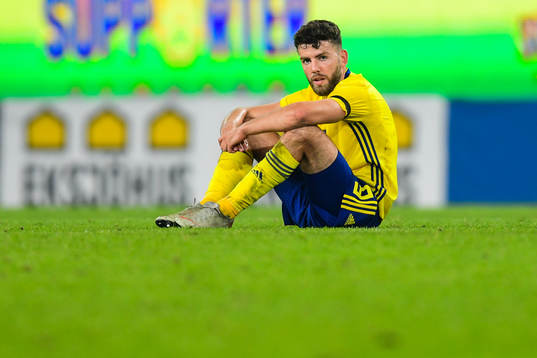 Erdal Rakip of Sweden  looks dejected