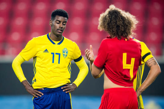 Alexander Isak of Sweden looks dejected