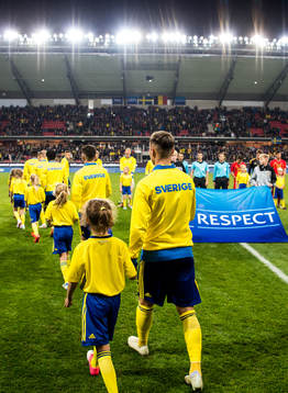 The players enter the pitch prior the UEFA European