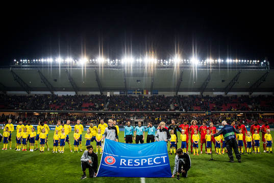 Lineup prior the UEFA European Under-21 Qualifier match