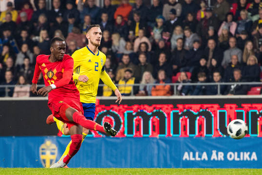 Dodi Lukabakio of Belgium scores the 0-3 goal in action