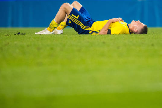 Mattias Svanberg of Sweden looks dejected