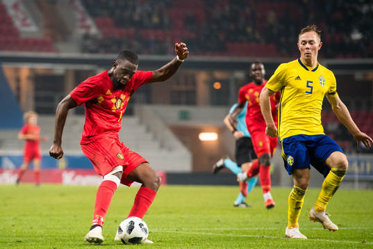 Isaac Mbenza of Belgium and Joel Andersson of Sweden