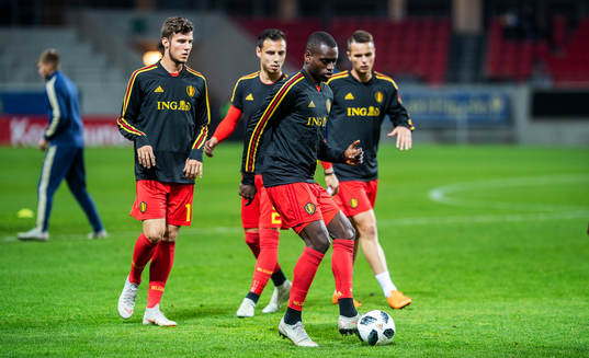Belgian players warming up