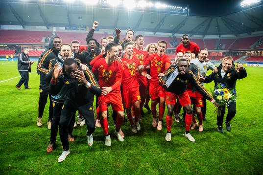 Players of Belgium celebrates