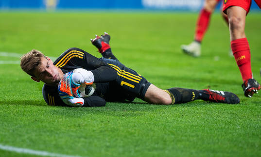 Goalkeeper Ortwin De Wolf of Belgium