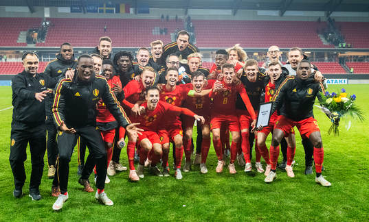 Players of Belgium celebrates