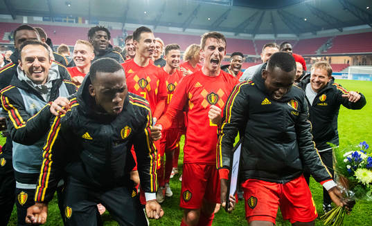 Players of Belgium celebrates