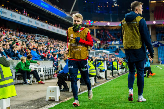 Martin Ødegaard of Norway warming up