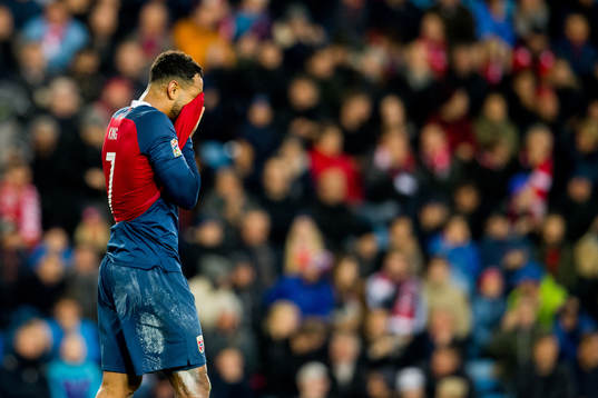 Joshua King of Norway looks dejected