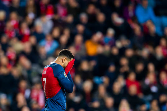 Joshua King of Norway looks dejected