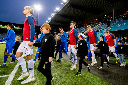 Tobias Heintz of Norway enters the pitch