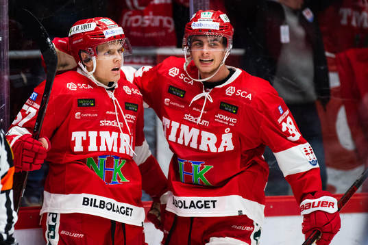Timrås Anton Wedin och Jacob Olofsson jublar