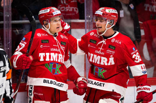 Timrås Anton Wedin och Jacob Olofsson  jublar