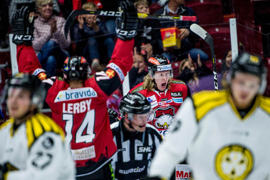 Malmö Redhawks Carl-Johan Lerby och Marcus Sylvegård