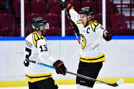 Brynäs Ryan Gunderson jublar med målskyttet Jacob