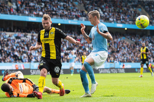 Hammarbys målvakt Davor Blazevic och Mads Fenger Nielsen