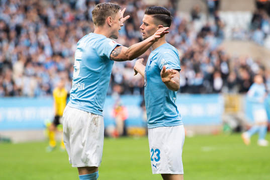 Malmö FFs Marcus Antonsson jublar med Sören Rieks
