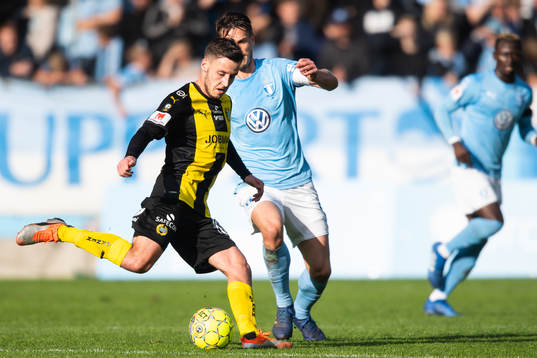 Hammarbys Jeppe Andersen och Malmö FFs Markus Rosenberg