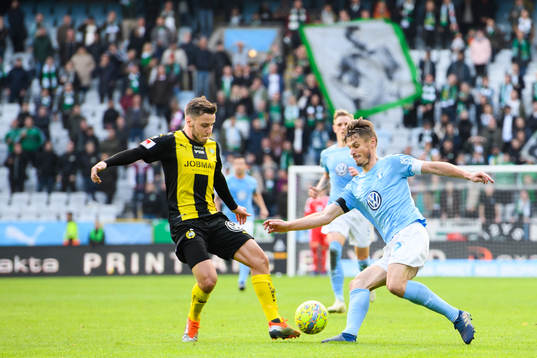 Hammarbys Jeppe Andersen och Malmö FFs Markus Rosenberg